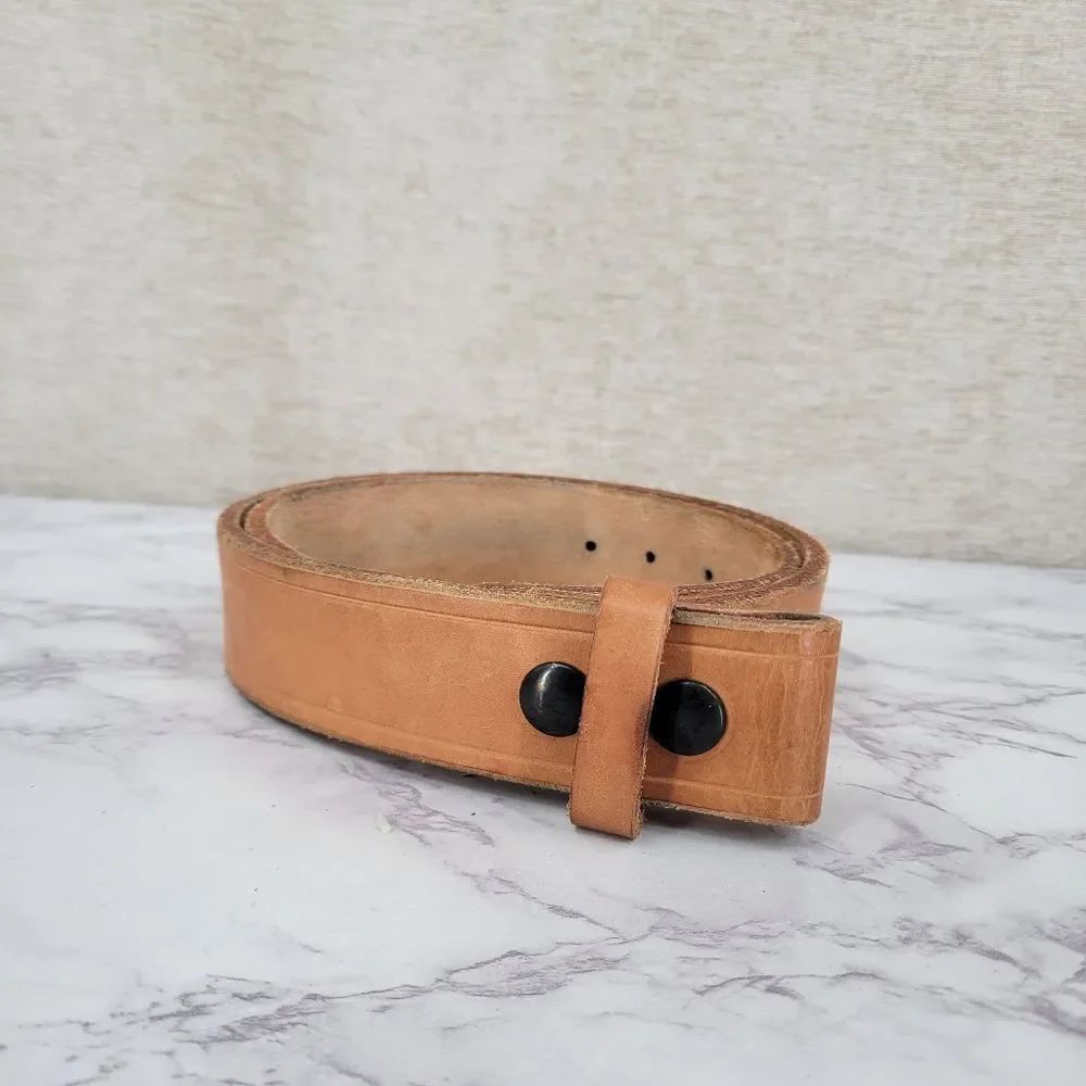 Thick Leather Belt Strap in Tan